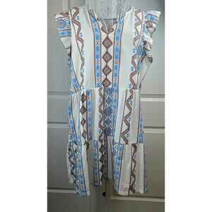 LOFT OUTLET AZTEC CAP SLEEVE DRESS - SIZE XL